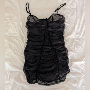 NWT Auden Teddy - Sexy Black Mesh Ruched Ruffled Lingerie - Size Large